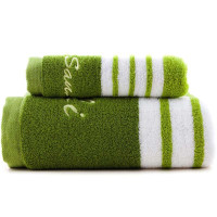 三利 嘉年华毛巾浴巾两件套 绿色