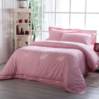 水星家纺 仿丝棉提花婚庆四件套 永浴爱河(粉色)1.5米床