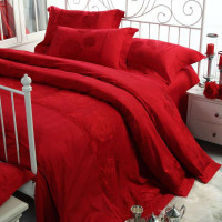 水星家纺 仿丝棉提花婚庆四件套 爱恋不尽 1.5米床