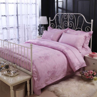 水星家纺 仿丝棉提花婚庆四件套 深情相拥(浅紫) 1.8米床