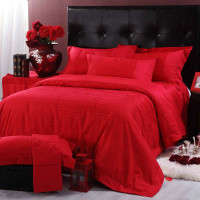 水星家纺 仿丝棉提花婚庆四件套 缘分天空 1.5米床