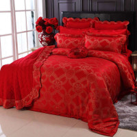 水星家纺 涤粘胶提花婚庆八件套 浪漫巴黎 1.5米床