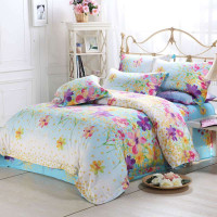 水星家纺 全棉斜纹涂料印花四件套 绽放异彩 1.8米床