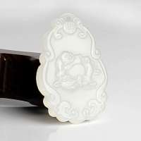 老山玉器 新疆和田玉石玉器 羊脂白玉挂件佛 玉牌 福寿P0013979