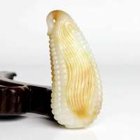 老山玉器 新疆和田玉石玉器 糖白玉挂件玉米 俏糖 玉质温柔细腻P0013553