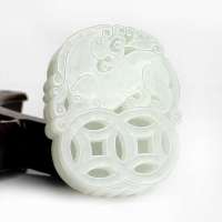 老山玉器 新疆和田玉石玉器 羊脂白玉螭龙腰扣 雕刻精细 清雅流畅P0014023