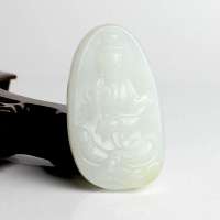 老山玉器 新疆和田玉石玉器 羊脂白玉牌观音 挂件吉祥 油润度佳P0013140