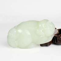 老山玉器 新疆和田玉石玉器 和田白玉把件手玩件福猪p0015087