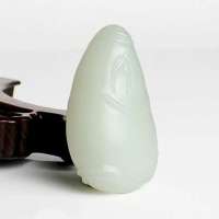 老山玉器 新疆和田玉石玉器 和田羊脂白玉挂件吊坠竹节p0015082