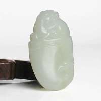 老山玉器 新疆和田玉石玉器 白玉把件龙凤 质地缜密 油润度极佳P0015084