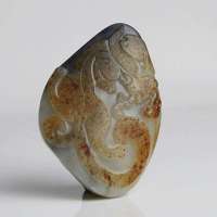 老山玉器 新疆和田玉石玉器 青花籽料腰扣辟邪P0014843