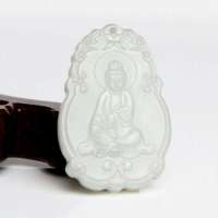 老山玉器 新疆和田玉石玉器 羊脂玉牌观音 挂件 吉祥P0013977