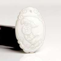 老山玉器 新疆和田玉石玉器 和田羊脂白玉牌福在眼前P0009313