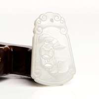 老山玉器 新疆和田玉石玉器 和田羊脂白玉牌福在眼前P0009303