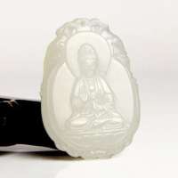 老山玉器 新疆和田玉石玉器 羊脂玉观音牌P0013970