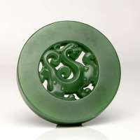 老山玉器 新疆和田玉石玉器 和田玉碧玉挂件螭龙牌P0013406