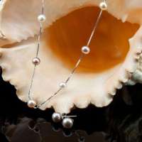 赛恩之光CYAN LUSTRE S925银线串天然三色珍珠项链N-014