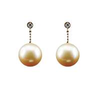 赛恩之光-CYAN LUSTRE18k黄金镶钻奢华南洋金珠耳饰.耳环.耳钉.耳坠(附证书)E-063