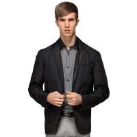 HODO红豆相思鸟男装翻领时尚直筒型单排扣夹克外套HDXJ13501(S10黑色165/84A)