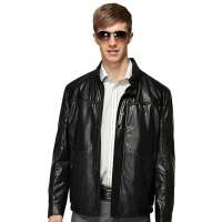 HODO红豆相思鸟男装商务休闲立领拉链夹克外套HDXJ13506(S10黑色185/104B)