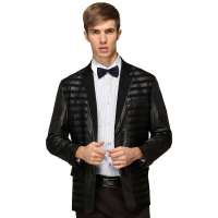 HODO红豆相思鸟男装西装领拼接休闲夹克外套XJ13503(S10黑色185/104B)