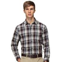 HODO红豆相思鸟男装纯棉翻领直筒格子长袖衬衫HDXC13118(Y33咖啡格180/96A)