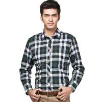 HODO红豆相思鸟男装尖领苏格兰格子长袖衬衫HDXSC2295(004绿色185/104B)