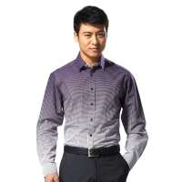 HODO红豆男装时尚休闲渐变长袖衬衫ECS2803(V01紫色170/88A)
