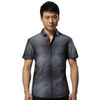 HODO红豆男装全棉格子短袖衬衫ECS2890(S05黑格175/92A)