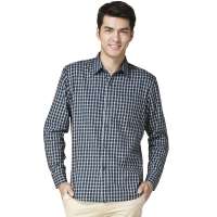 HODO红豆男装简洁格子修身长袖衬衫ECS32014(4号款B5兰格170/88A)