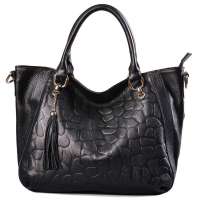 金狐狸FOXER时尚女士牛皮手提包909005F1A黑色