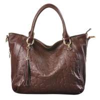 金狐狸FOXER时尚女士牛皮手提包909005F1B啡色