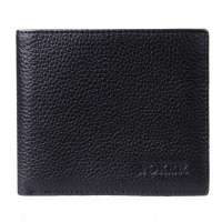 金狐狸FOXER时尚男士牛皮横款票夹301001-3A黑色