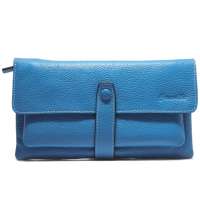 Crocodile/鳄鱼恤 新款 个性里内反绒皮 按扣开口 多功能母子女钱包16217024-08两色选蓝色