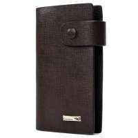 Crocodile/鳄鱼恤 新款 磨砂纹理压纹 真皮包盖式多功能票夹竖款钱包男士15218002啡色