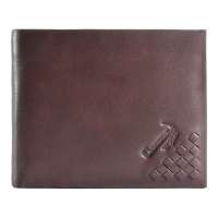 Crocodile/鳄鱼恤 新款 简约时尚编织角 两折钱包 男式 15114053-03啡色