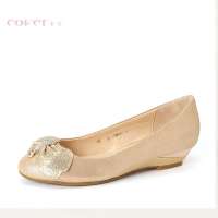 卡文Cover水钻蝴蝶结甜美中跟单鞋CS36303浅金色34