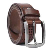 Crocodile/鳄鱼恤 新款 树膏皮镂空精品 首款人性化扭扣式 腰带 男士 13211020-03 啡色