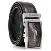 Crocodile/鳄鱼恤 新款 质感五金自动扣头 商务休闲男皮带13212025-01黑色
