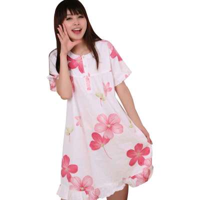 金丰田女士纯棉公主系可爱短袖睡裙粉色(M)1556