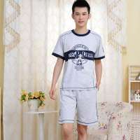 金丰田夏季男士短袖睡衣套装浅灰色(L)1570