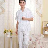 金丰田夏季男士全棉条纹家居服套装绿花纹(XXL)1249