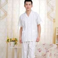 金丰田夏季男士全棉条纹家居服套装蓝花纹(L)1249