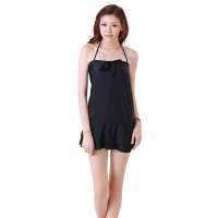 XZYD仙子宜岱时尚短吊带裙式2件套装泳衣黑色(M)S1261