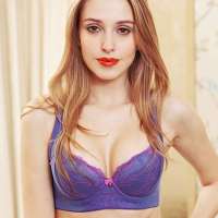 红豆居家3/4渐薄棉杯聚拢提拉文胸蓝紫色(B70)2B457