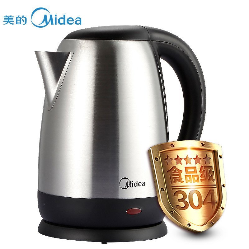 美的(Midea)17S18K2C+ 1.7L大容量优质温控器无缝全钢电热水瓶电水壶 银色