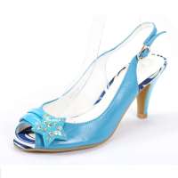 ST&SAT星期六夏季新款百搭羊皮高跟舒适女装皮凉鞋SSA2SO400162蓝色34