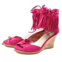 星期六夏季新款百搭羊皮中跟舒适女装皮凉鞋SSA2SF903934桃红37