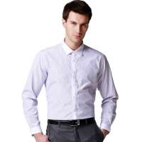 杉杉FIRS 男装时尚商务长袖衬衫TCTB0294(白底紫细条/44)
