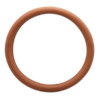 RZM 全皮革汽车 方向盘套 把套 棕黄色 中号(特级环保内圈)